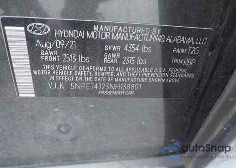 2022 Hyundai Sonata Sel Plus z USA, uszkodzony, nr VIN 5NPEJ4J23NH138801